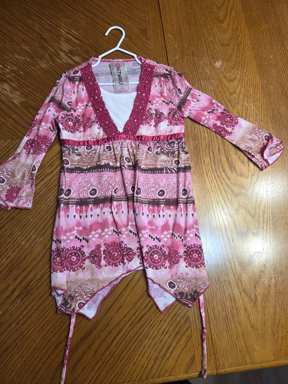 Pink Paisley V-Neck Boho Tunic Top